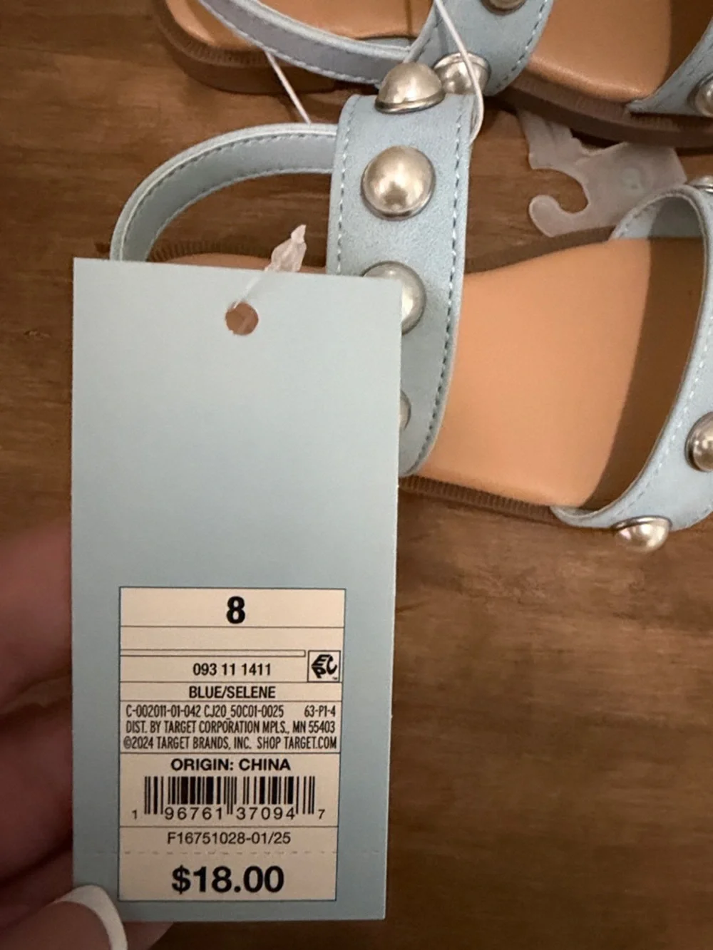 Cat & Jack Kids Light Blue Studded Sandals  size 8